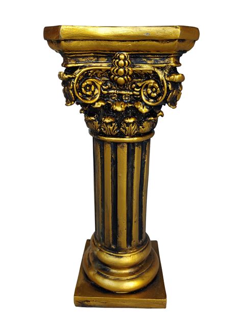 Roman Style Pedestal Column Garden Statue Stand Gold 50 Cm Cam And