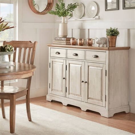Buy Weston Home Oak Top Kitchen Cabinet Buffet Server Antique White