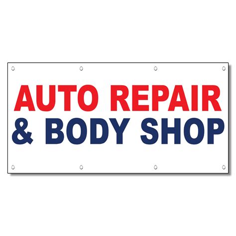 Auto Repair And Body Shop Red Blue Auto Car Repair Shop Vinyl Banner Sign
