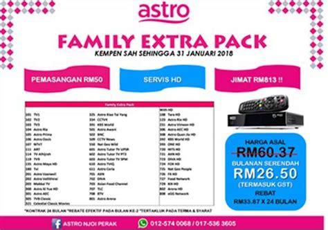Family pack (rm39.95) starter pack + mustika (rm61.72) starter pack + maharaja (rm61.72) starter pack + new kids (rm61.72) starter pack + learning (rm61.72) starter pack + variety (rm61.72) starter pack + news (rm61.72) family extra hd (rm56.95) chuen min. PROMOSI ASTRO FAMILY EXTRA PACK HANYA... - Astro One Stop ...