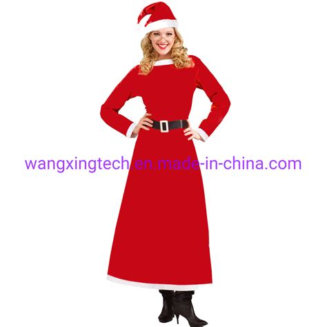 Wholesale Female Christmas Costume Cosplay Xmas Dress Up Long Skirt Dress Sexy Santa Costume