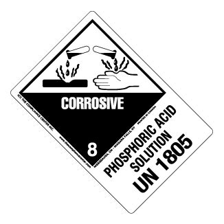 Hazard Class Corrosive Material Worded Vinyl Label Shipping Name