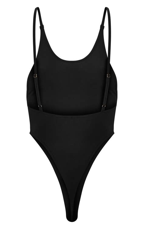 Black Minimal Basic Swimsuit Swimwear Prettylittlething Aus