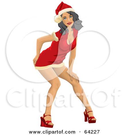 Royalty Free RF Clipart Illustration Of A Sexy Christmas Pinup Woman Dancing In A Santa Suit