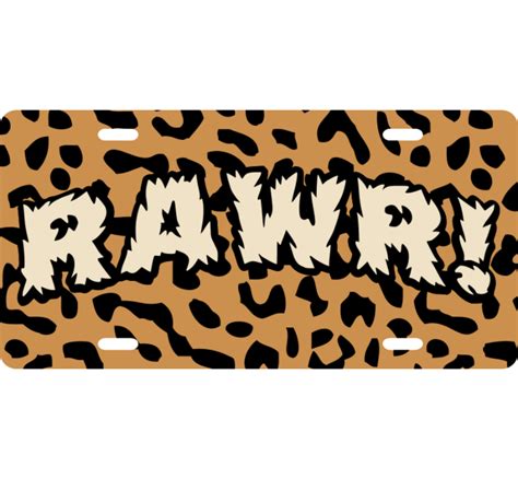 License Plate Rawr Leopard Print Customizable Design