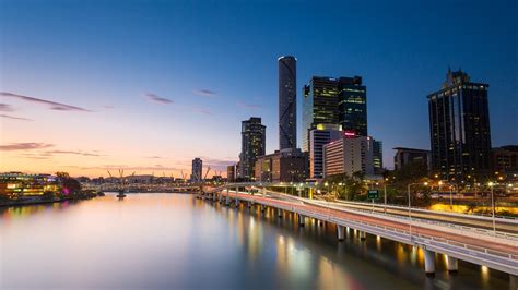 Australia Brisbane City Cityscape Skyscraper River Reflection