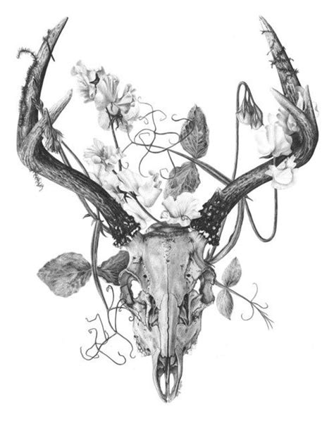 Decorated Deer Skull Deer Skull Tattoos Skull Tattoo Design Deer