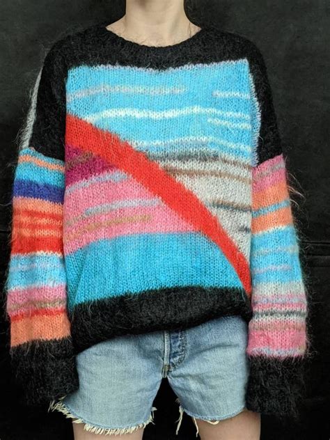Oversized Vintage 80s Hand Knit Mohair Sweater Baggy Etsy Mohair