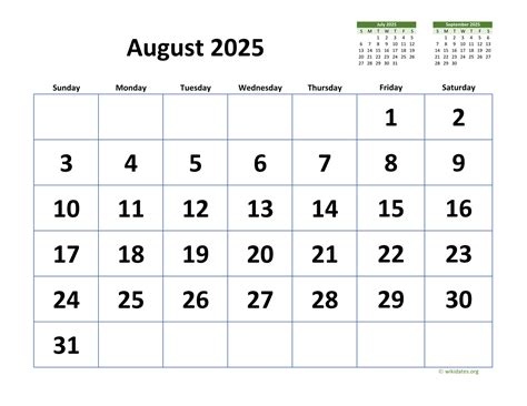 Printable Calendar August 2025 To August 2025
