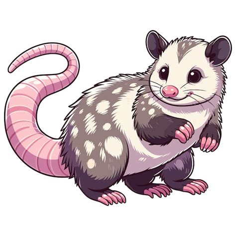Premium Vector Cute Opossum Cartoon Vector Style White Background