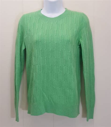 Banana Republic Xs Sweater Green Cable Knit Italian Yarn Merino Wool