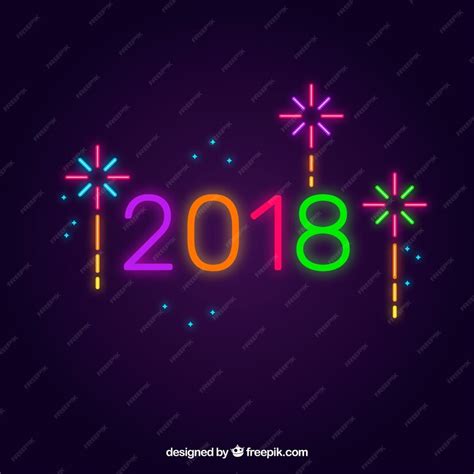 Free Vector Colorful Bright New Year Neon Sign