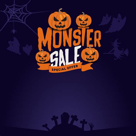 Halloween Monster Sale Emblem And Background Vector Art At Vecteezy