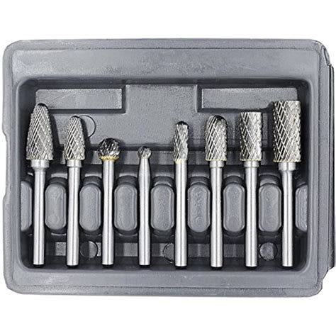 Carbide Burr Set With 14 635mm Shank 8pcs Double Cut Solid Rotary