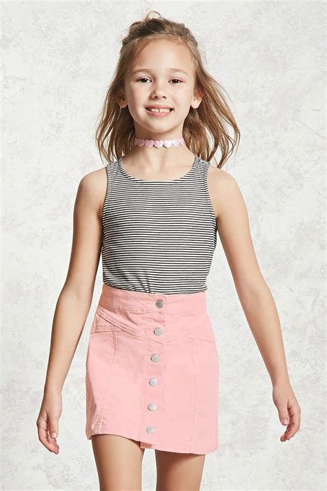 Forever 21 Girls A Knit Corduroy Skirt Featuring A Button Up Front