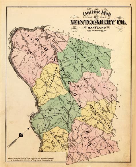 Montgomery County Maryland 1879 Old Map Reprint Montgomery Co