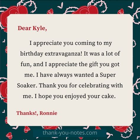 Birthday Thank You Notes Wording