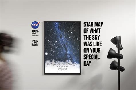 Star Map Print Custom By Date Printable Star Chart Poster Etsy In