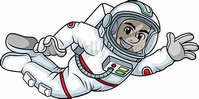 Astronaut Cartoon Space Clipart Floating Drawing Flying