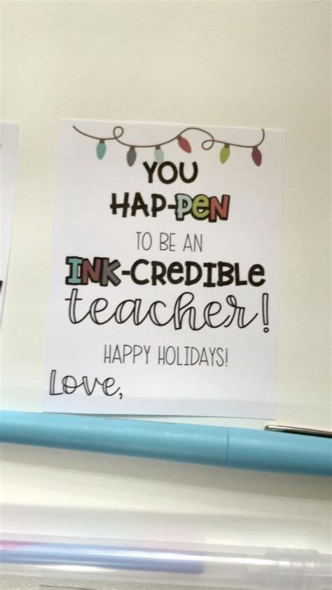 Ink Credible Teacher HOLIDAY Pen Gift Tag For Teacher Etsy Video