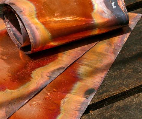 Rainbow Copper Sheeting 8inx12in Textured Copper Aged Metal Etching