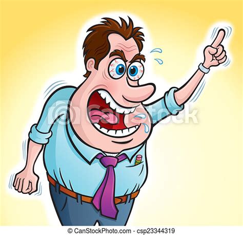 Angry Screaming Boss Pointing Cartoon Illustration Of An Angry