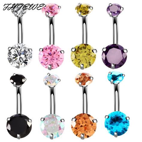 Trendy Aaa Cz Zircon Belly Button Ring G Surgical Stainless Steel