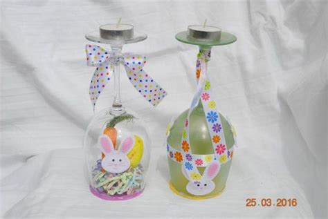 Wine Glasses Decorated For Easter Hand Painted Wine Glass Candle