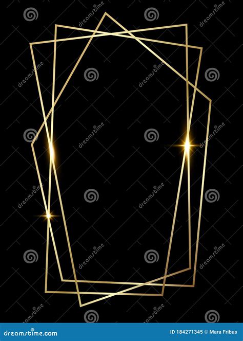 Golden Shiny Glowing Polygonal Frame Isolated Over Black Stock Vector Illustration Of Border