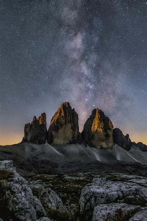 Milky Way Tre Cime Dolomites Italy Pyrography By Madeleine Duquenne