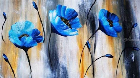 Acrylic Paintings Of Blue Flowers