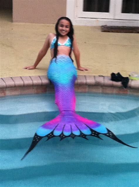 Swimming In A Silicone Mermaid Tail Purple Rainbow Tails