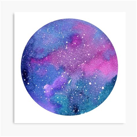 Watercolor Abstract Space In Circle Shape Isolated On White