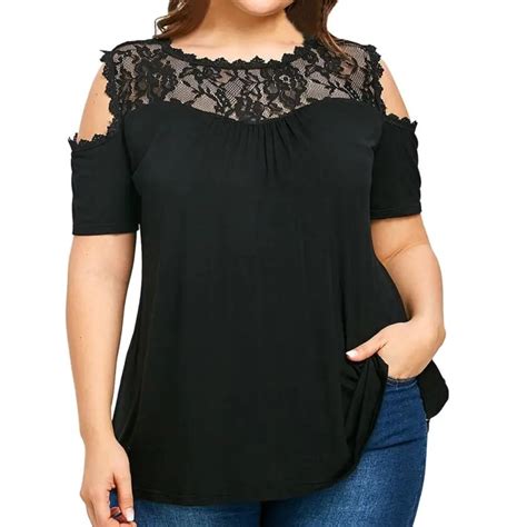 Plus Size 5xl Summer Womens Tops And Blouses Elegent Lace Patchwork O