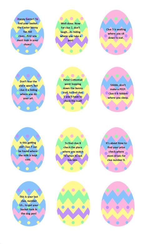 Easter Egg Scavenger Hunt Clues For Adults Printable Easter Egg