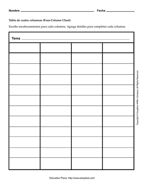 Tabla De Cuatro Columnas