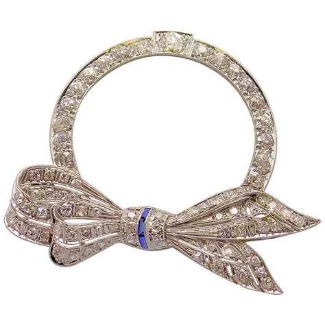 Art Deco Diamond Platinum Bow Brooch Pendant At 1stdibs