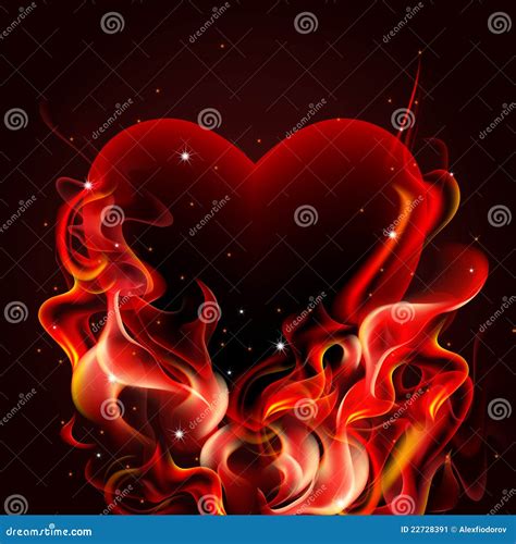 Burning Heart Flaming Heart On A White Background Concept Of The