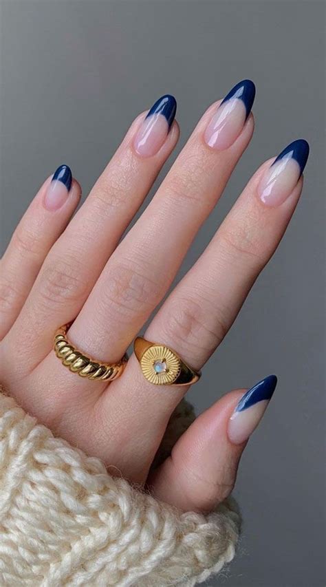 40 Stylish French Tip Nails For Any Nail Shape Dark Blue French Tip