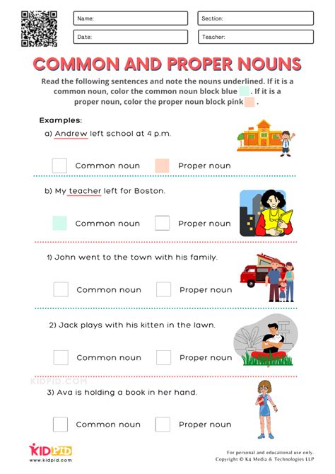 Common And Proper Nouns Printable Worksheets For Grade Kidpid