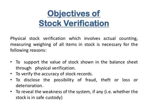 Methods Of Stock Verification