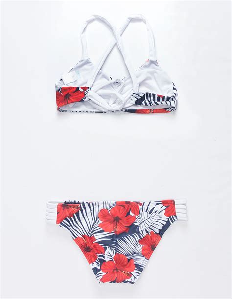 Coral And Reef Hibiscus Kiss Hayden Girls Bikini Set White Combo Tillys