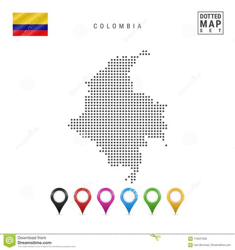 Mapa Punteado Vector De Colombia Silueta Simple De Colombia Bandera