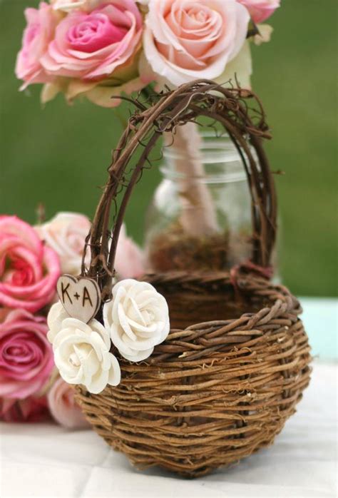 Items Similar To Bird Nest Flower Girl Basket Paper Roses