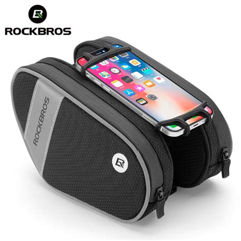 ROCKBROS Bicycle Bag Front Tube Bag Frame Bag With 360 Rotation Phone