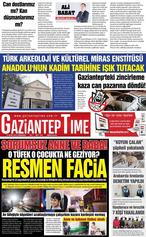 Ocak Tarihli Gaziantep Time Gazete Man Etleri