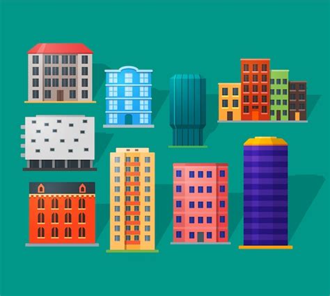 Premium Vector Apartment Houses Icons Set In Detailed Flat Style