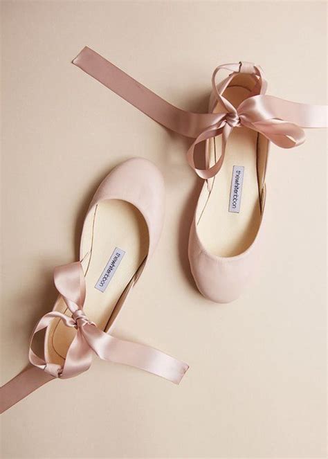 Bridal Leather Ballet Flats In Blush With Satin Ribbons Etsy