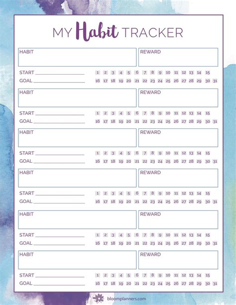 Free Printable Habit Tracker From Bloom Daily Planners Free 85 X 11