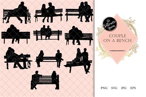 Couple on a Bench Silhouette |Playground Old Couple Vector | (119687) | Illustrations | Design ...
